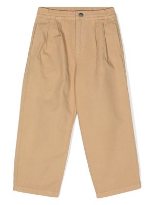 Moschino Kids logo-embroidered straight trousers - Neutrals