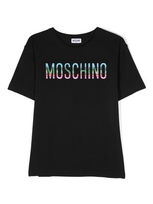 Moschino Kids logo-embroidered stretch-cotton T-shirt - Black