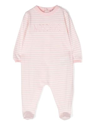 Moschino Kids logo-embroidered striped pajamas - Pink