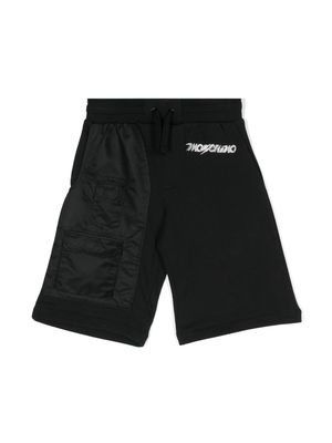 Moschino Kids logo-embroidered track shorts - Black