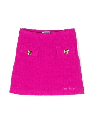 Moschino Kids logo-embroidered tweed skirt - Pink