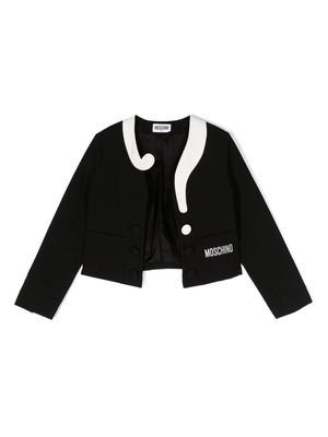 Moschino Kids logo-embroidered two-tone jacket - Black