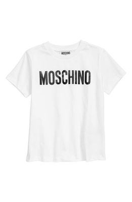 Moschino Kids' Logo Graphic Tee in 10101 Optic White