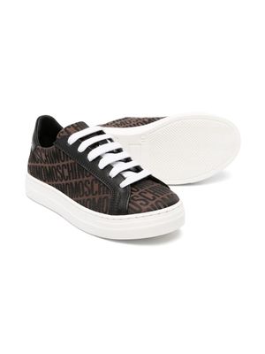 Moschino Kids logo-jacquard canvas sneakers - Brown