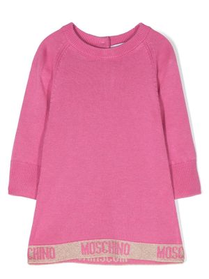 Moschino Kids logo-jacquard fine-knit dress - Pink