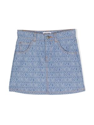 Moschino Kids logo-jacquard mini skirt - Blue