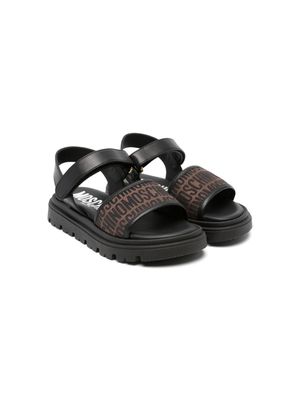 Moschino Kids logo-jacquard open-toe sandals - Brown