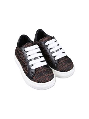 Moschino Kids logo-jacquard panelled sneakers - Brown