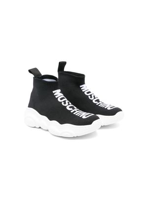 Moschino Kids logo-jacquard slip-on sneakers - Black