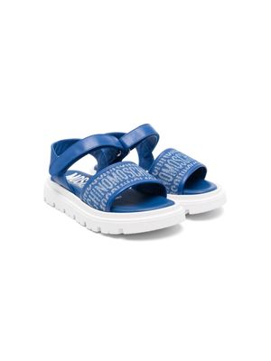 Moschino Kids logo-jacquard touch-strap sandals - Blue