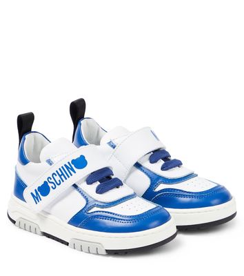 Moschino Kids Logo leather sneakers