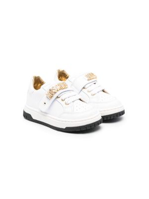 Moschino Kids logo-lettering leather sneakers - White