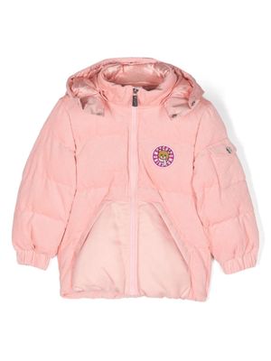 Moschino Kids logo-patch corduroy padded jacket - Pink