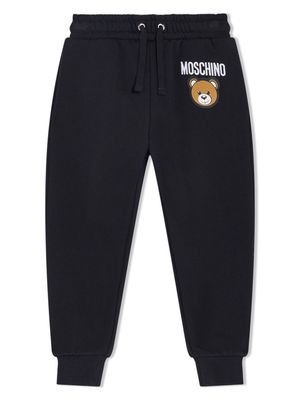 Moschino Kids logo-patch drawstring-fastening track pants - Black