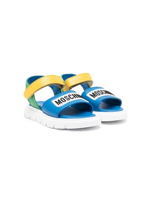 Moschino Kids logo-patch leather sandals - Blue
