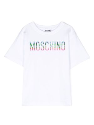 Moschino Kids logo-patch T-shirt - White