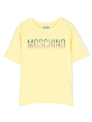 Moschino Kids logo-patch T-shirt - Yellow