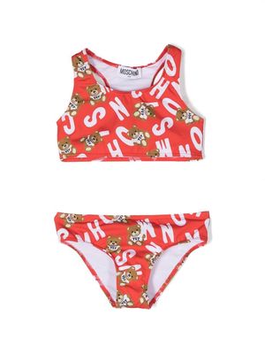 Moschino Kids logo-print bikini - Red