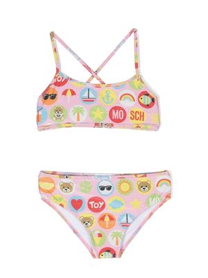 Moschino Kids logo-print bikini set - Pink
