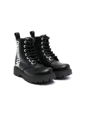 Moschino Kids logo-print chunky-sole boots - Black