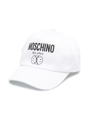 Moschino Kids logo-print cotton baseball cap - White