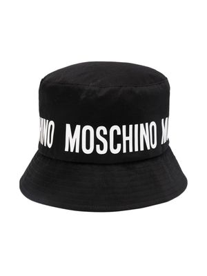 Moschino Kids logo-print cotton bucket hat - Black