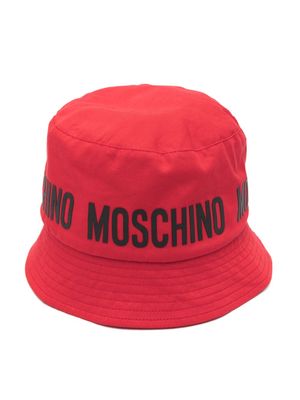 Moschino Kids logo-print cotton bucket hat - Red