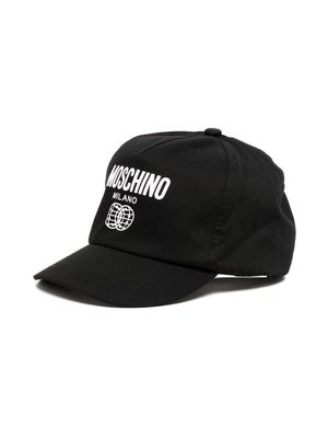Moschino Kids logo-print cotton cap - Black