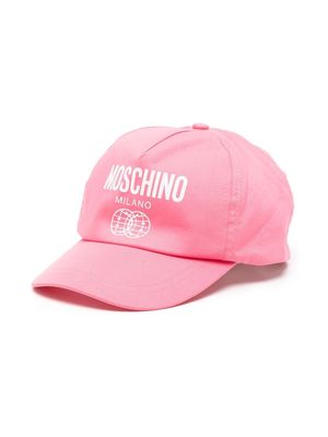 Moschino Kids logo-print cotton cap - Pink