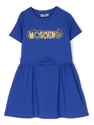 Moschino Kids logo-print cotton dress - Blue