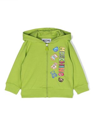 Moschino Kids logo-print cotton hoodie - Green