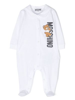 Moschino Kids logo-print cotton pajamas - White