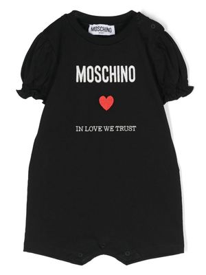 Moschino Kids logo-print cotton romper - Black
