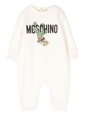 Moschino Kids logo-print cotton romper - Neutrals