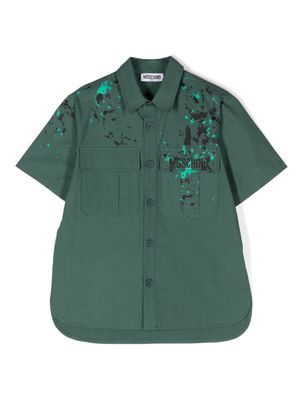 Moschino Kids logo-print cotton shirt - Green