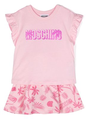 Moschino Kids logo-print cotton skirt set - Pink