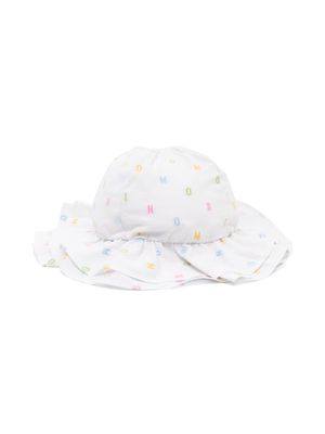 Moschino Kids logo-print cotton sun hat - White