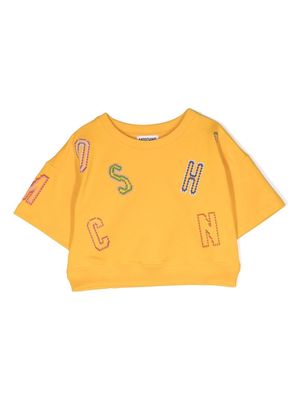 Moschino Kids logo-print cotton sweatshirt - Yellow