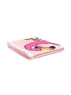 Moschino Kids logo-print cotton towel - Pink