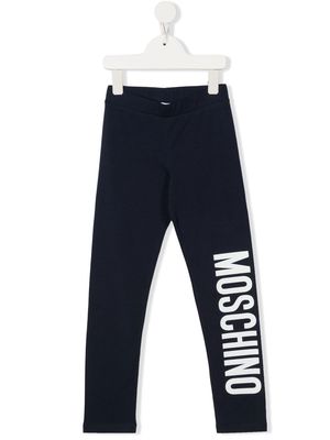 Moschino Kids logo-print cotton track pants - Blue