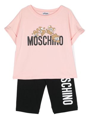 Moschino Kids logo-print cotton trousers set - Pink