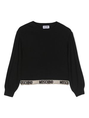 Moschino Kids logo-print crew-neck jumper - Black