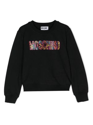 Moschino Kids logo-print cropped sweatshirt - Black