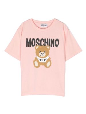 Moschino Kids logo-print detail T-shirt - Pink