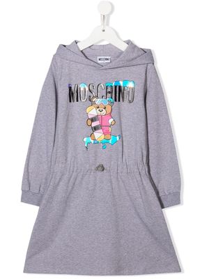 Moschino Kids logo-print drawstring dress - Grey