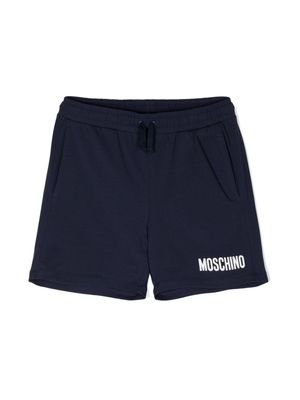 Moschino Kids logo-print drawstring shorts - Blue