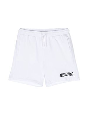 Moschino Kids logo-print drawstring shorts - White