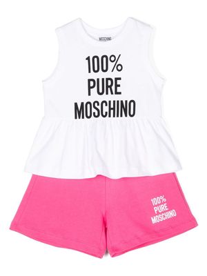 Moschino Kids logo-print drawstring-waistband shorts - Pink