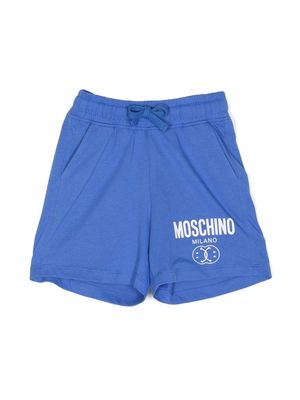 Moschino Kids logo-print elastic-waist shorts - Blue