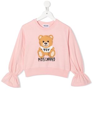Moschino Kids logo-print flared-cuff T-shirt - Pink